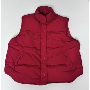 Vintage Eddie Bauer Goose Down Quilted Puffer Vest Womens XL Red